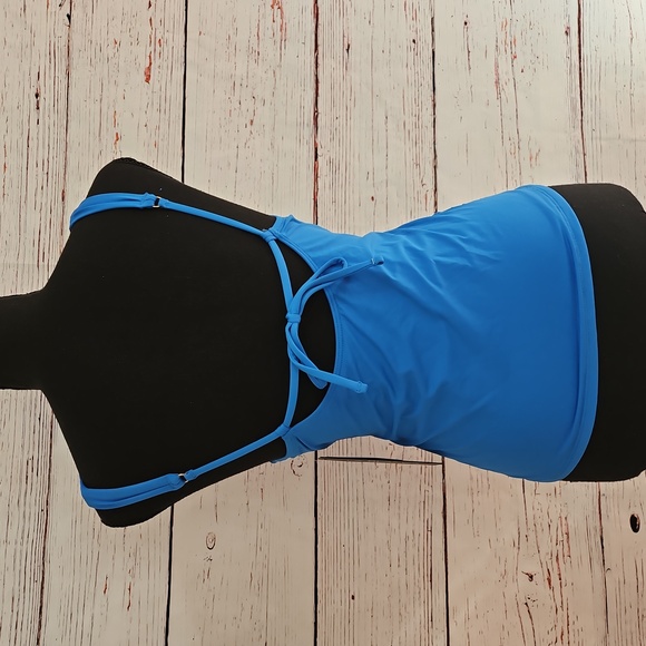 NWT La Blanca Blue Island Goddess Over the shoulder Twist Front Tankini top - Picture 11 of 16